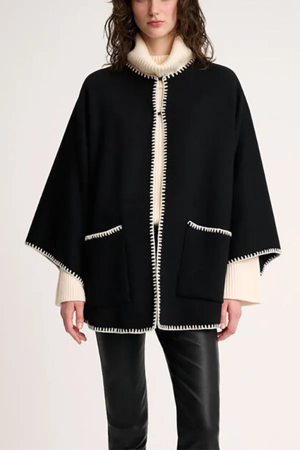 Luisa Spagnoli MEGLIO BLACK EMBROIDERED CAPE