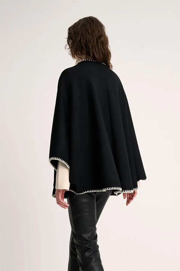 Luisa Spagnoli MEGLIO BLACK EMBROIDERED CAPE