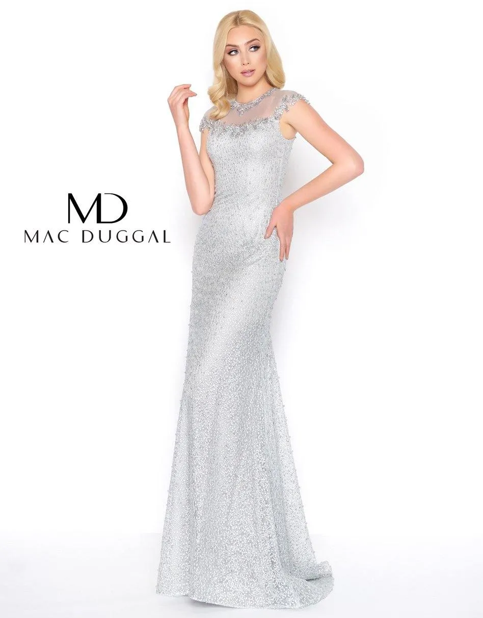 Mac Duggal 50504 Long Formal Beaded Cap Sleeve Gown