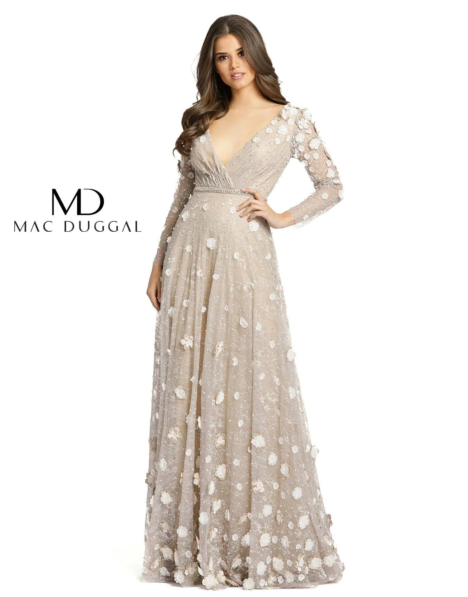 Mac Duggal 67503 Long Sleeve Formal Lace Dress