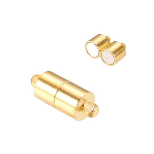 Magnetic Clasps, Barrel, Golden, Brass 16x6mm