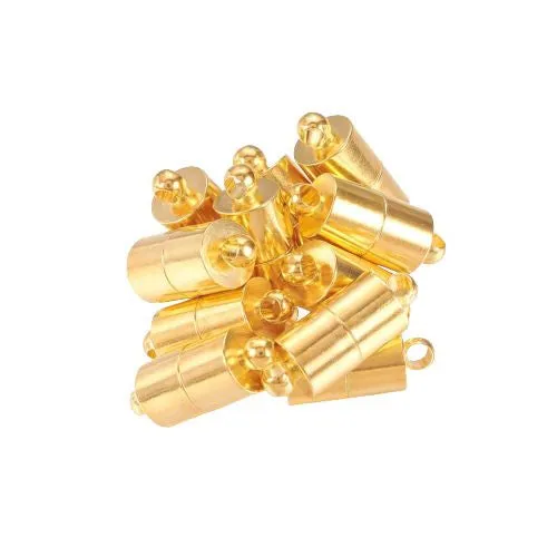 Magnetic Clasps, Barrel, Golden, Brass 16x6mm