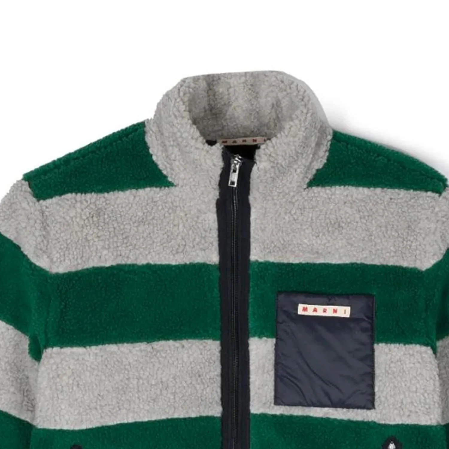 Marni Marni Teddy Jacket In Striped Synthetic Shearling