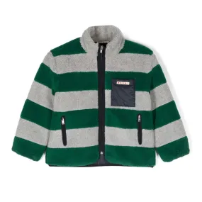 Marni Marni Teddy Jacket In Striped Synthetic Shearling