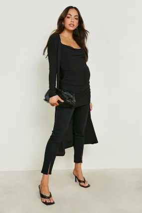 Maternity Cowl Neck Top & Duster Set