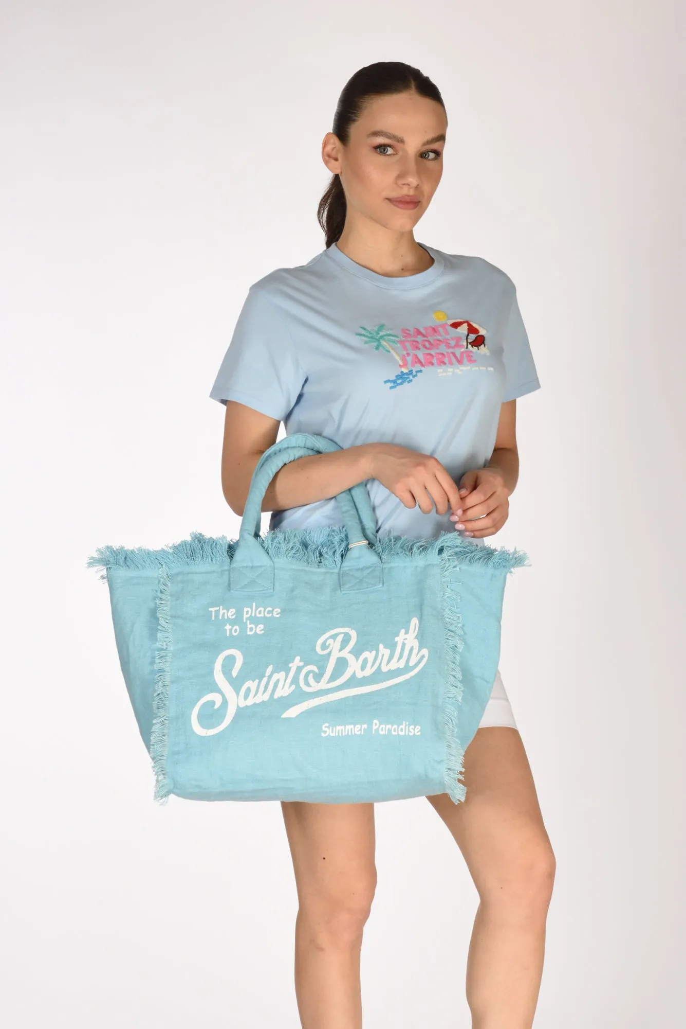 Mc2 Saint Barth Borsa Stampata Azzurro Donna