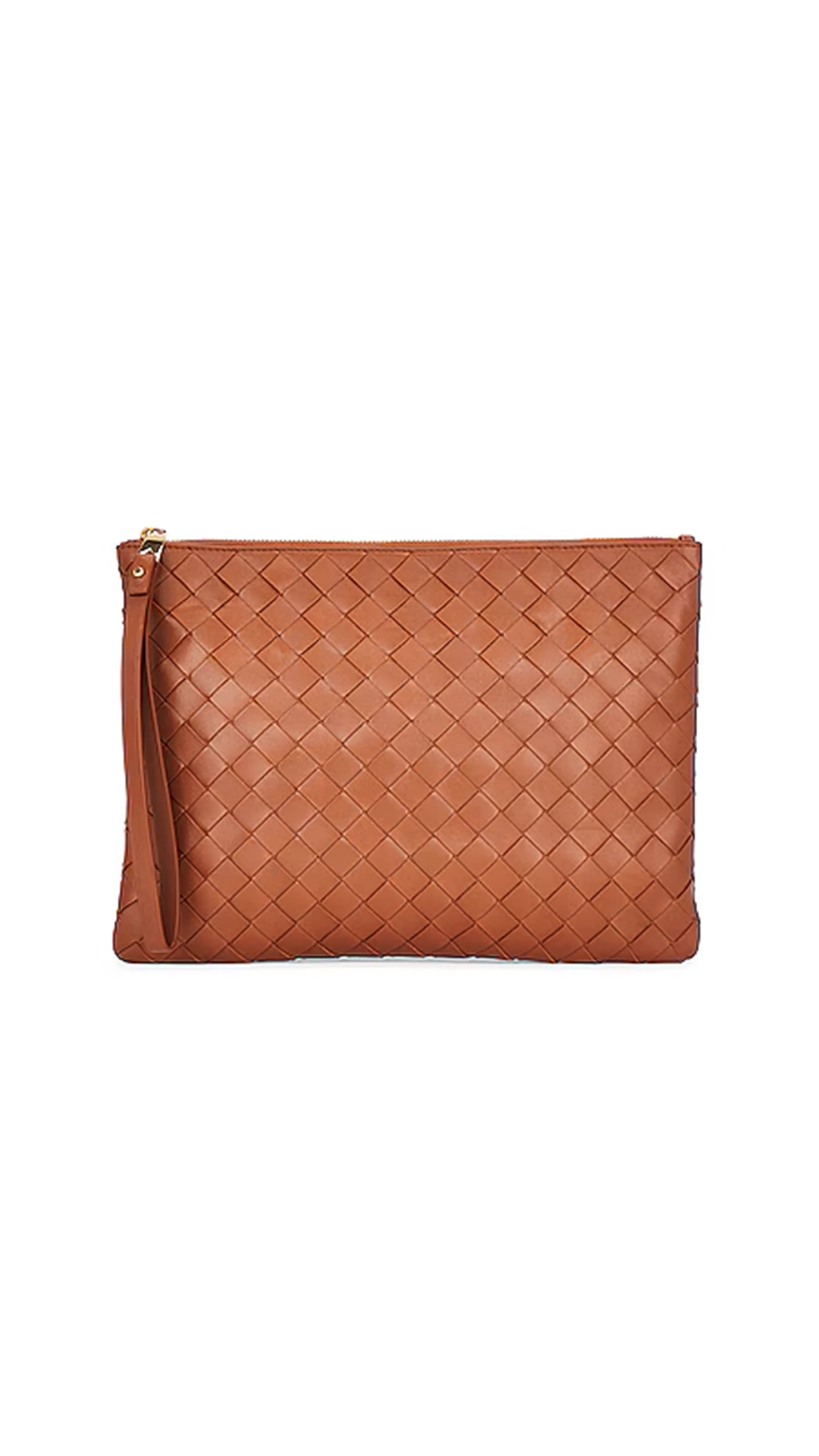 Medium Intrecciato Flat Pouch - Brown