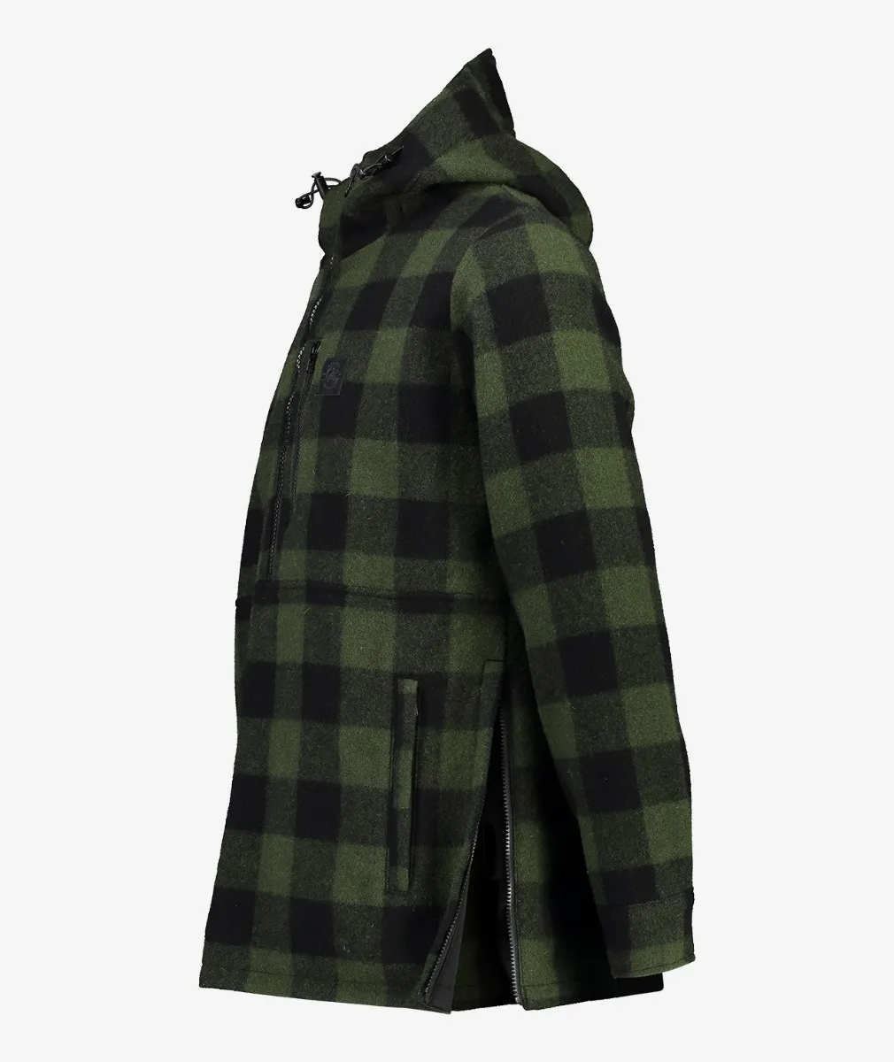 Men's Reidston Wool Annorak Olive/Black Check - Swanndri NZ