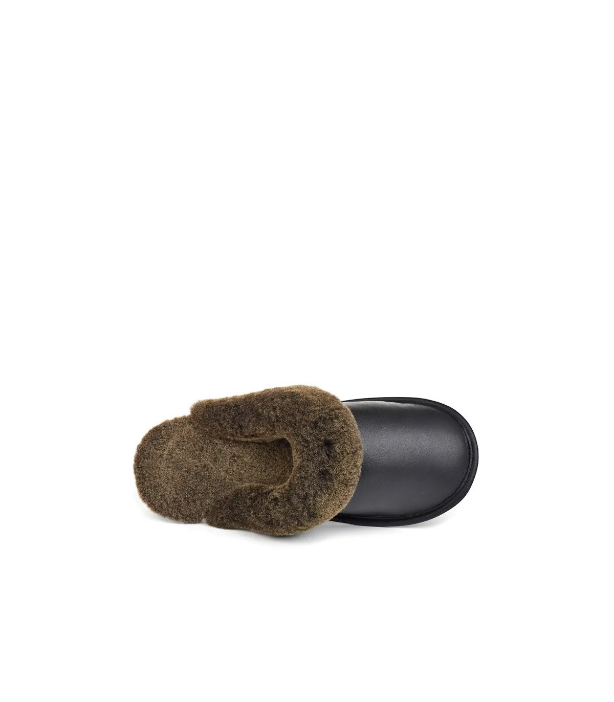 Men's Shearling Sheepskin Slip-On Slipper in Black: FurHatWorld.com