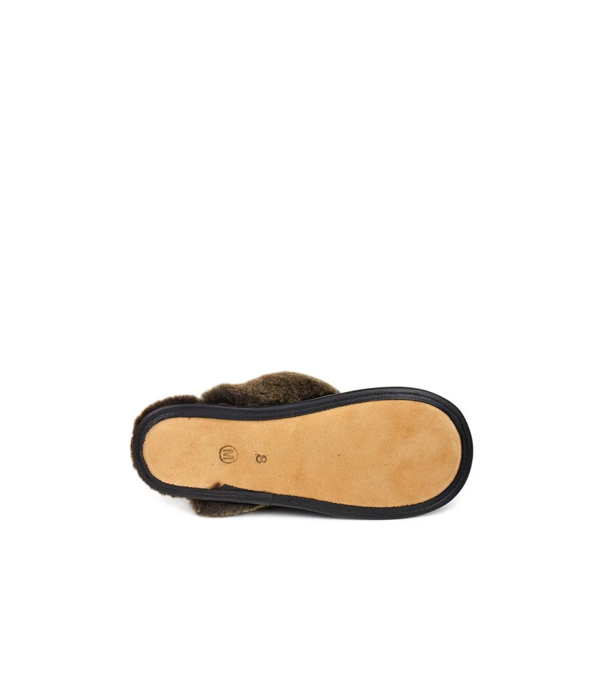 Men's Shearling Sheepskin Slip-On Slipper in Black: FurHatWorld.com