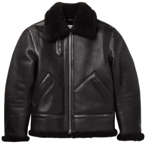 Men's B3 Black Sheepskin Shearling Bomber Jacket