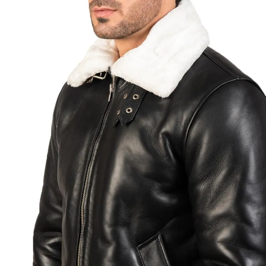 Men's Black Leather Shearling Jacket