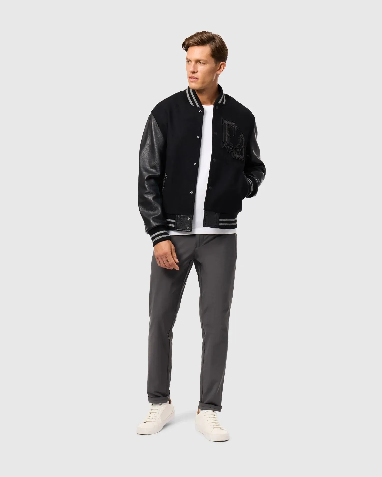 MENS BRAYDEN WOOL LEATHER VARSITY BOMBER - B6J876D200