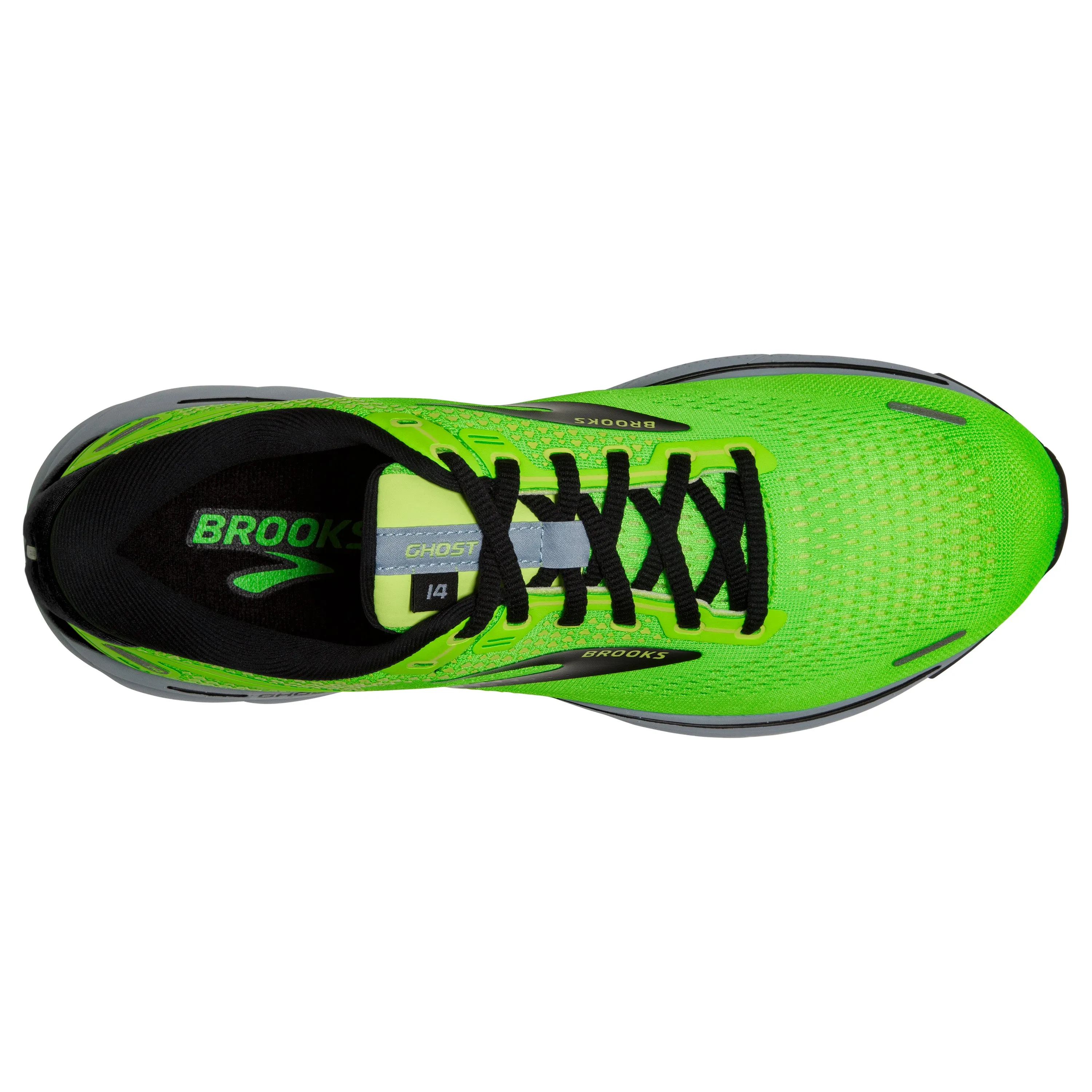 Men's Brooks Ghost 14 Color: Green Gecko/Blue/Black