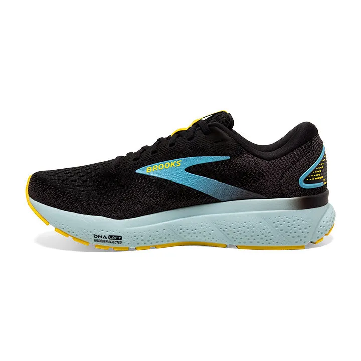 Men's Brooks Ghost 16 1104181D029 Color:  Black/Forged Iron/Blue