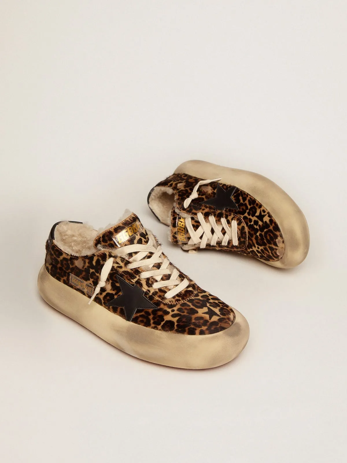 Men's Space-Star in animal print pony skin and shearling lining