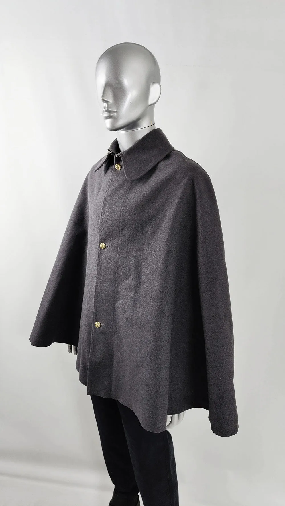 Mens Vintage Grey Wool Cape, 1960s