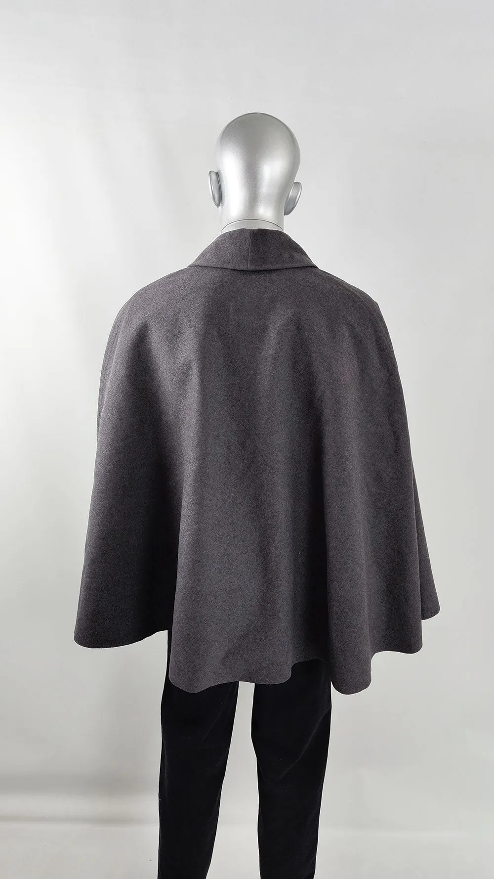 Mens Vintage Grey Wool Cape, 1960s