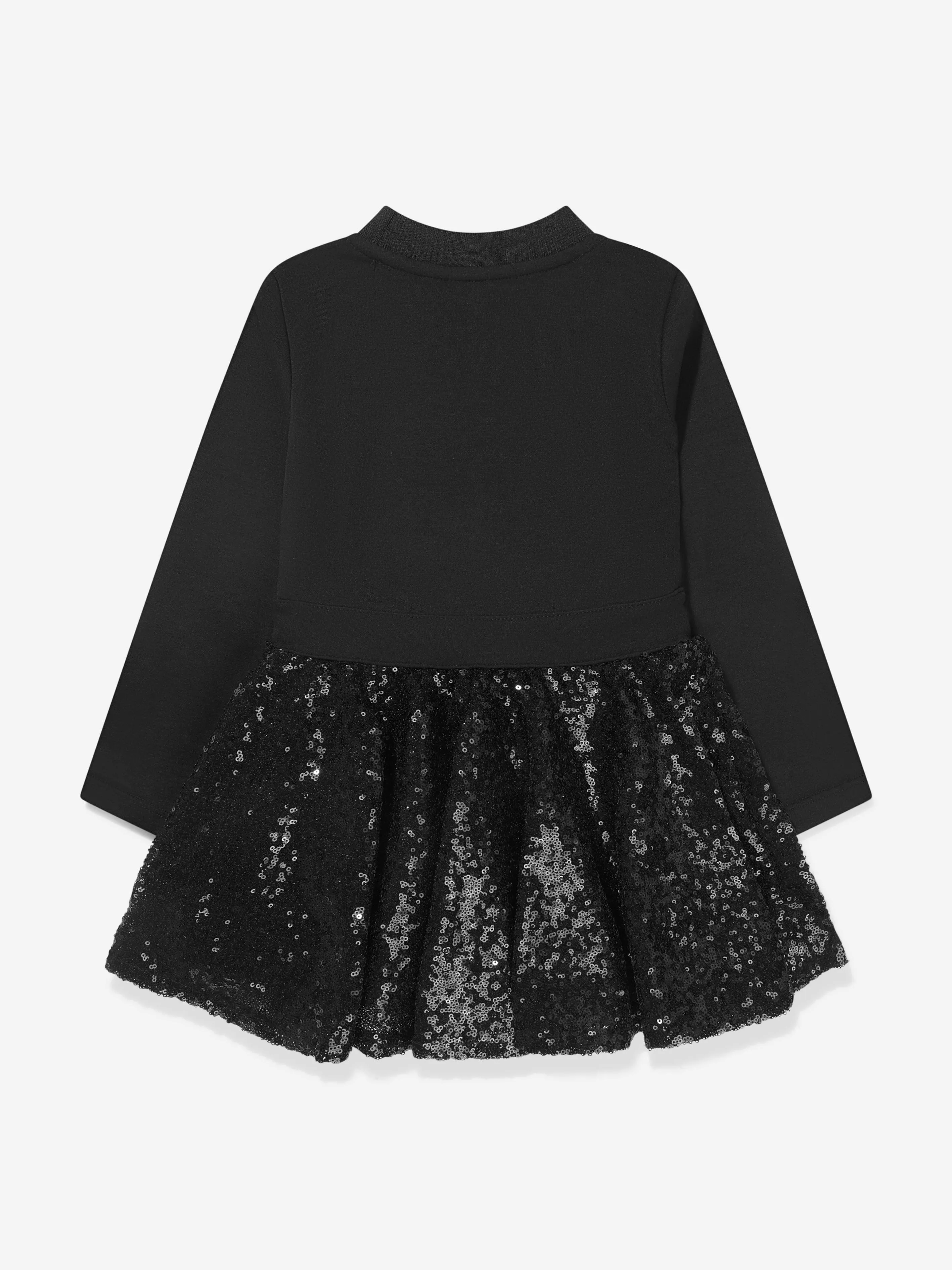 Michael Kors Girls Long Sleeve Sequin Logo Dress