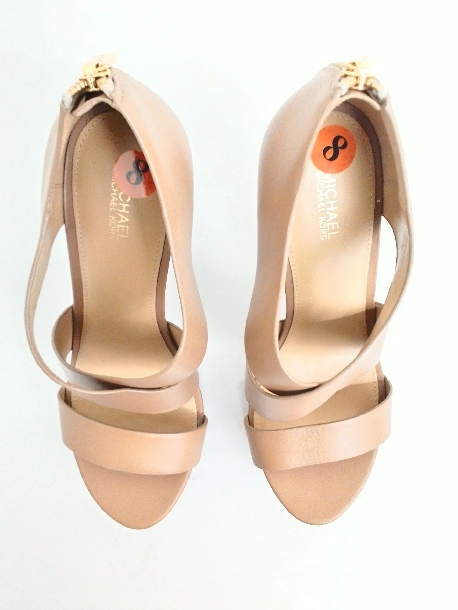 Michael Kors Women's Tan Leather Heeled Sandals Size 8 M