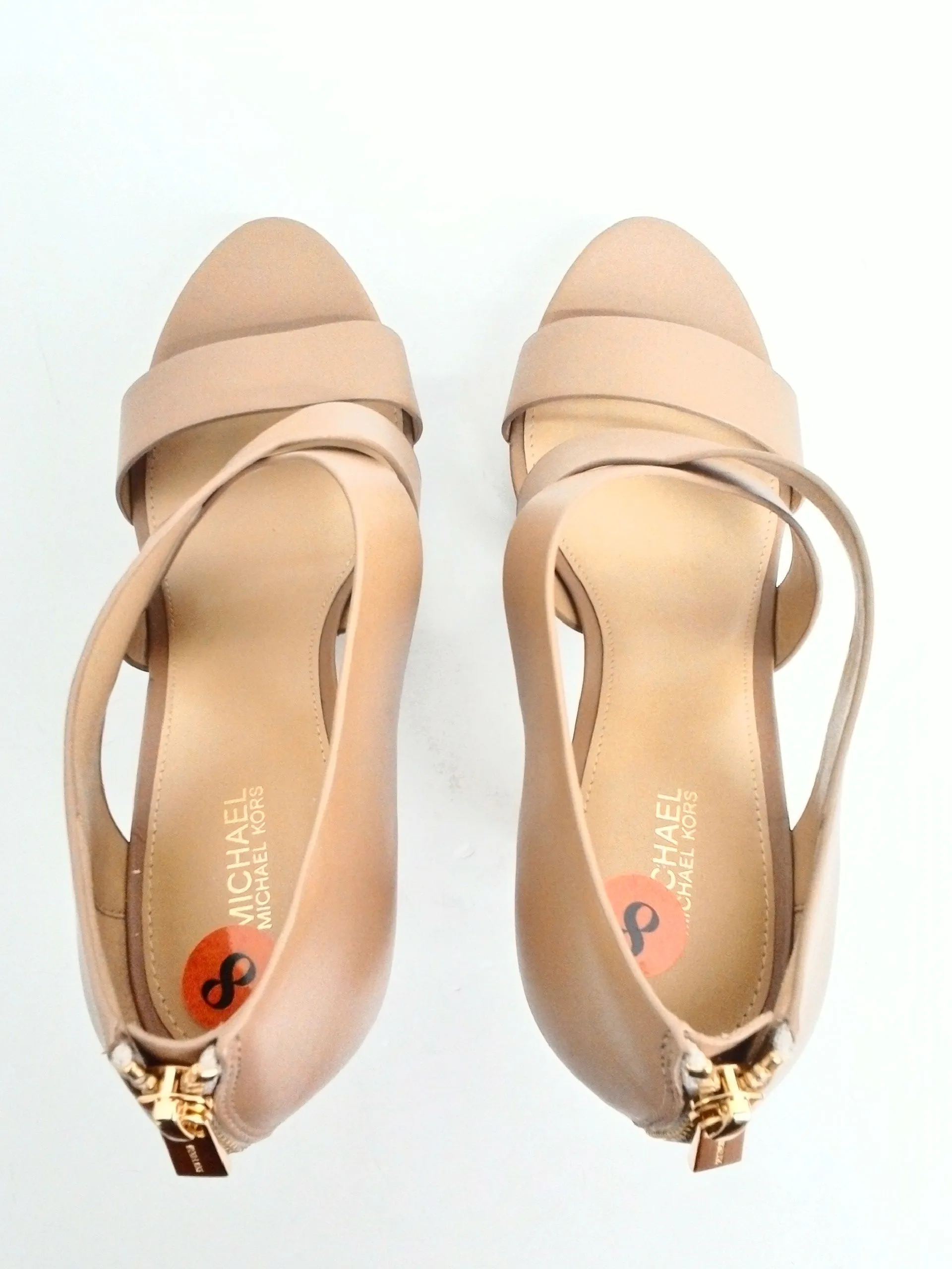 Michael Kors Women's Tan Leather Heeled Sandals Size 8 M