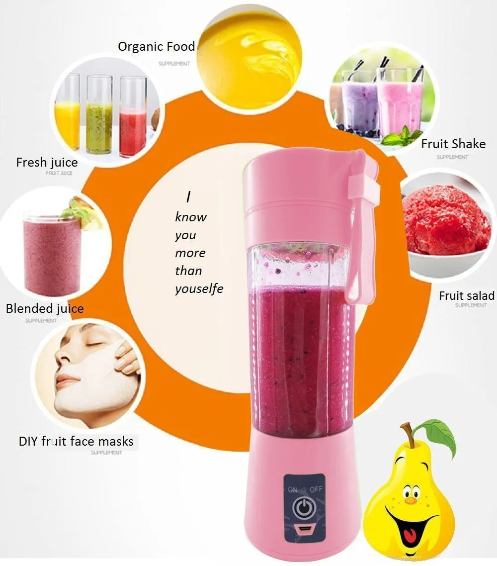 Mini Portable USB Handheld Rechargeable Electric Fruit Juicer Portable Juicer Blender - 6 Blades in 3D