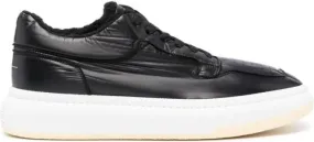 MM6 Maison Margiela shearling-lining patent leather sneakers Black