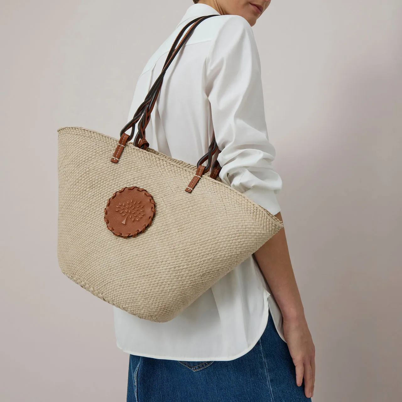 MULBERRY Raffia Basket Tote Bag - Natural-Bright Oak