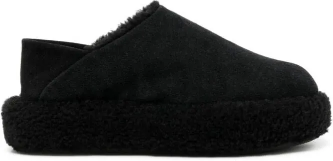 Natasha Zinko Monster shearling convertible slides Black