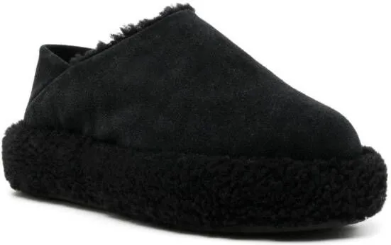 Natasha Zinko Monster shearling convertible slides Black