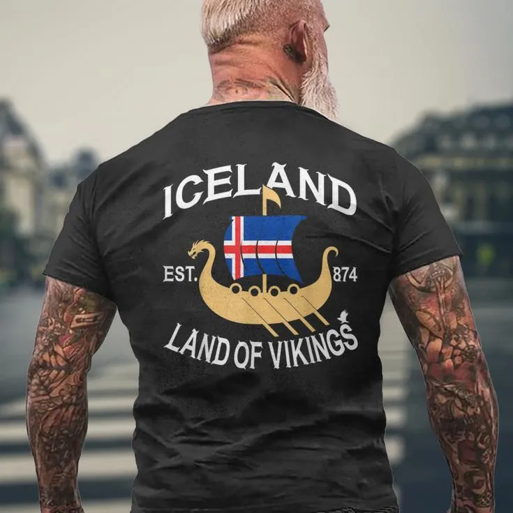 Norse Mythology Viking Ship Iceland Land Of Vikings Men's T-shirt Back Print