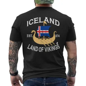 Norse Mythology Viking Ship Iceland Land Of Vikings Men's T-shirt Back Print