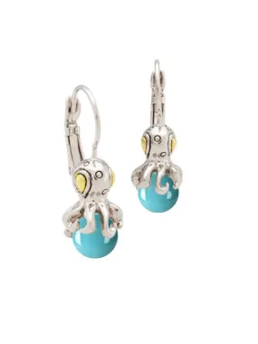 Ocean Images Aqua Viva Seaside Collection Octopus French Wire Pearl Earring by John Medeiros