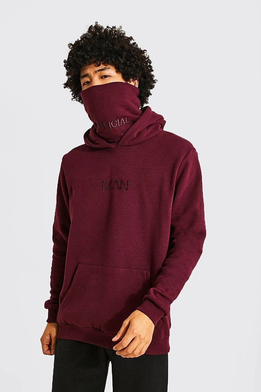 Official Man Embroidered Snood Hoodie