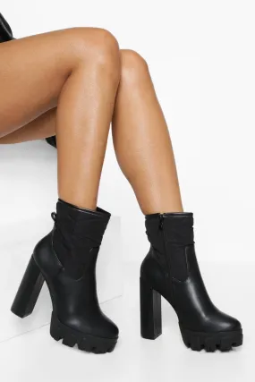 Padded Heeled Platform Boots