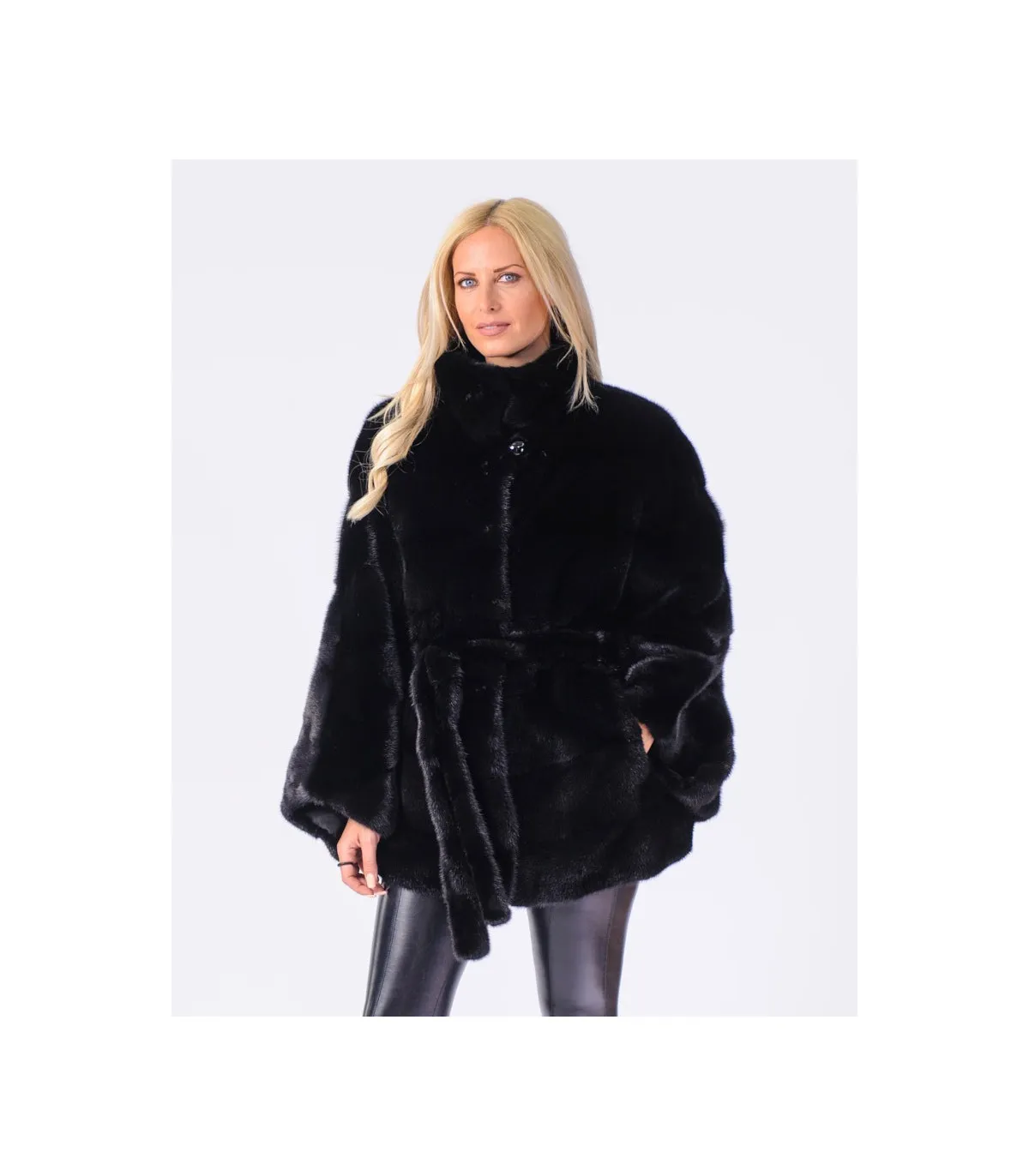 Peony Black NAFA Mink Fur Cape: FurHatWorld