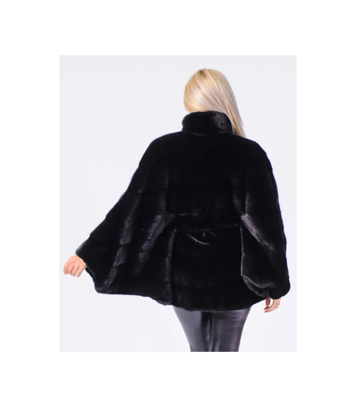 Peony Black NAFA Mink Fur Cape: FurHatWorld