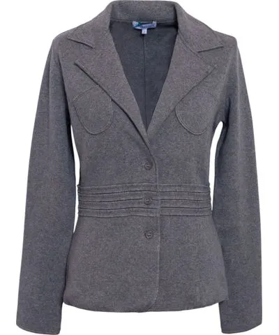 Perlavera Women's Piano Grey Hip Blazer