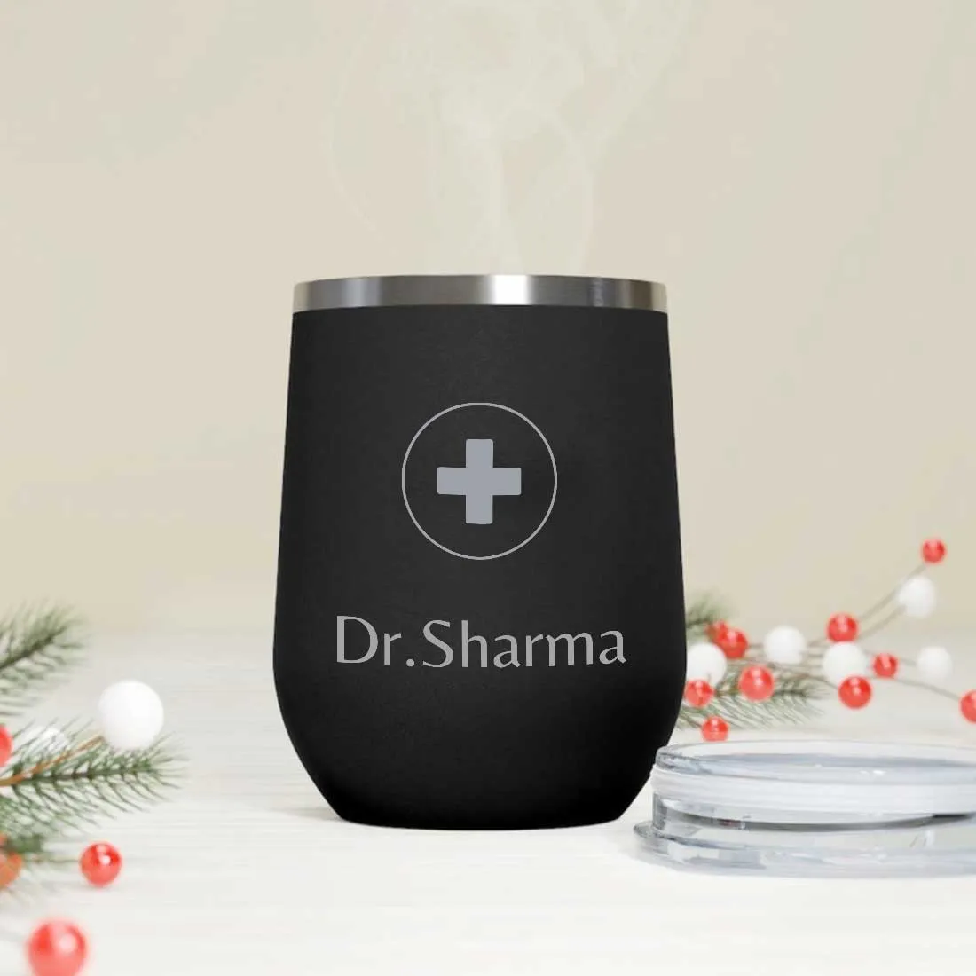 Personalized Stainless Steel Travel Coffee Flask Mug With Lid Gift for Doctor