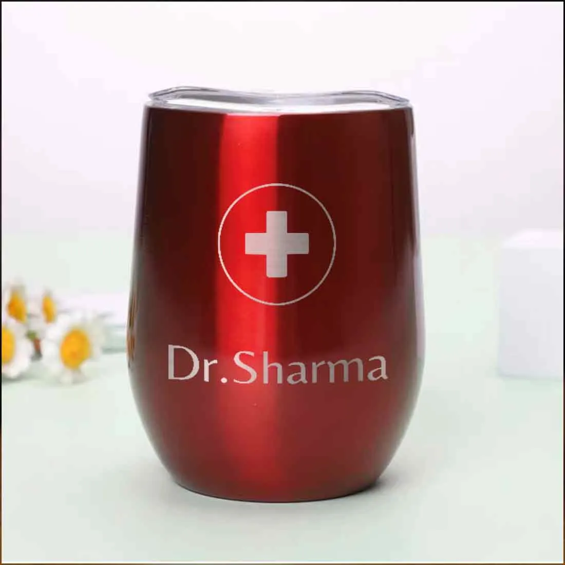 Personalized Stainless Steel Travel Coffee Flask Mug With Lid Gift for Doctor