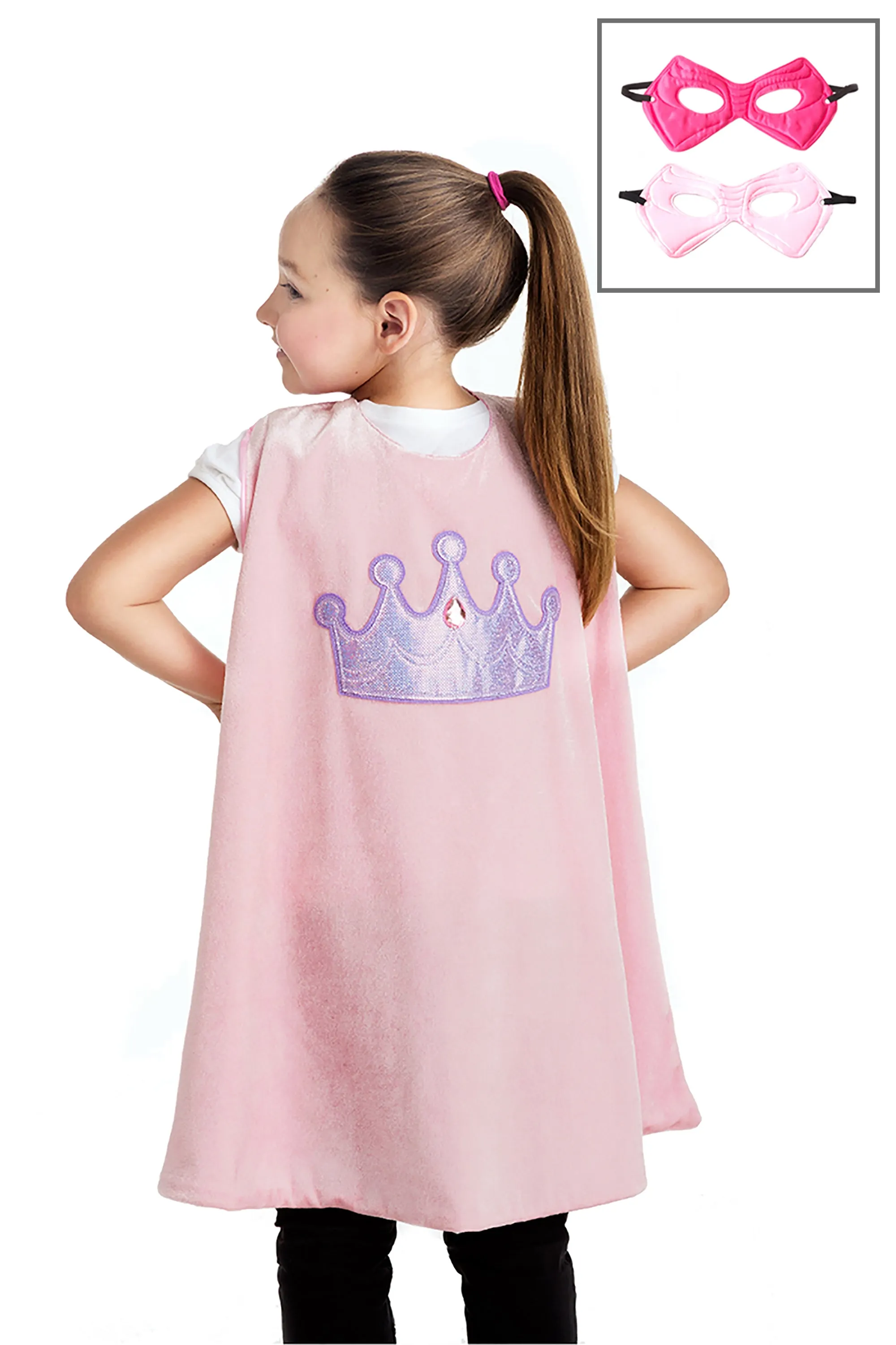 Pink Crown Cape & Mask Set