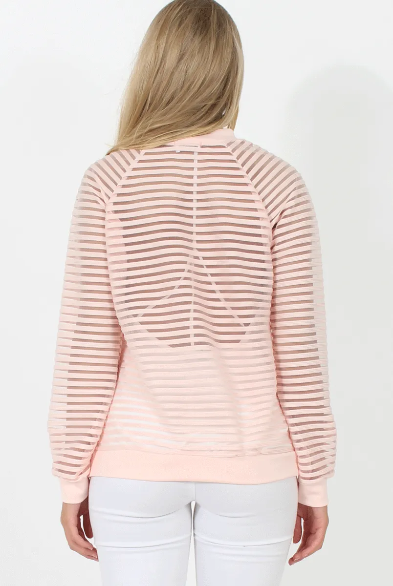 Pink Semi Sheer Bomber Jacket - Chante