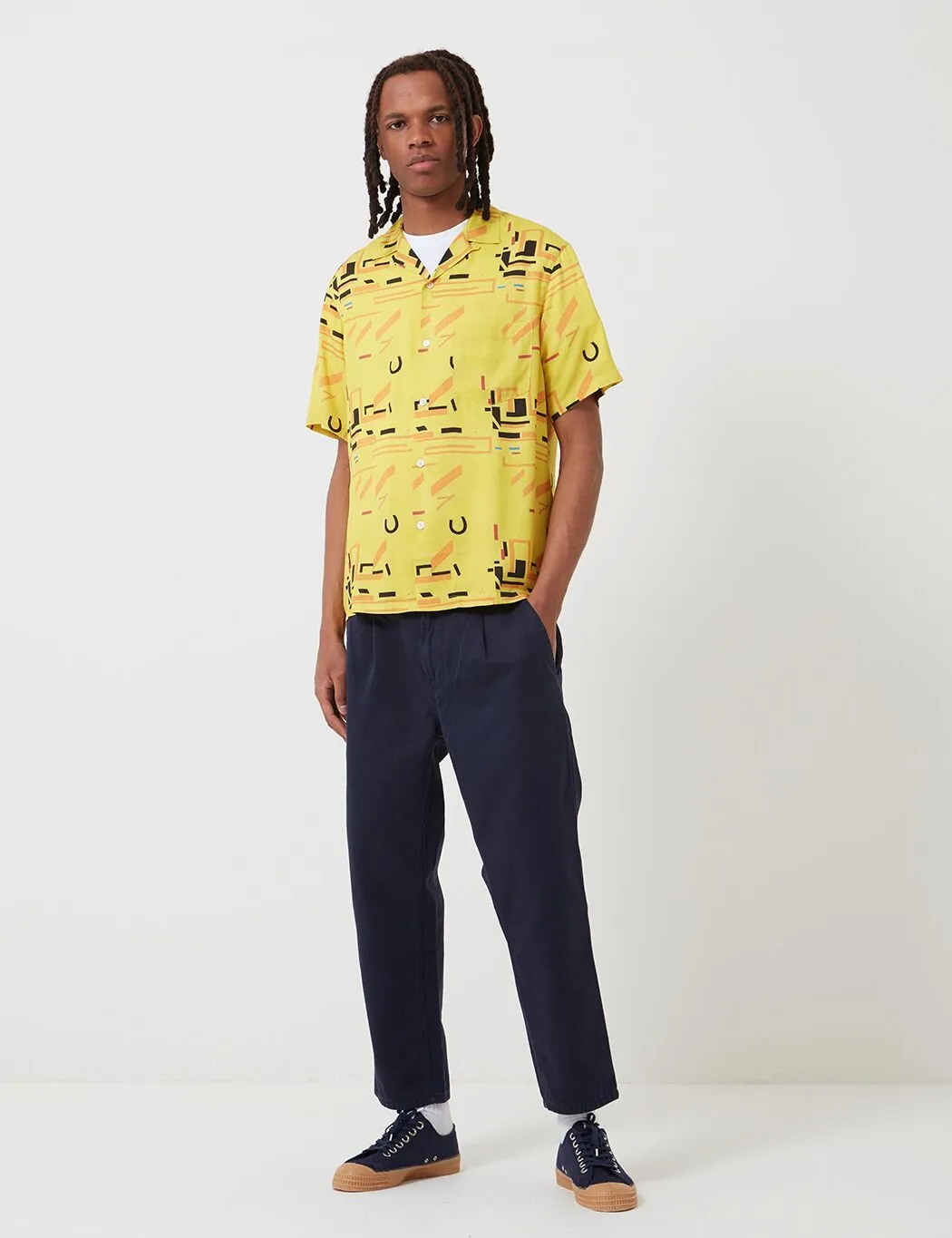 Portuguese Flannel Geometry Two Shirt - Yellow