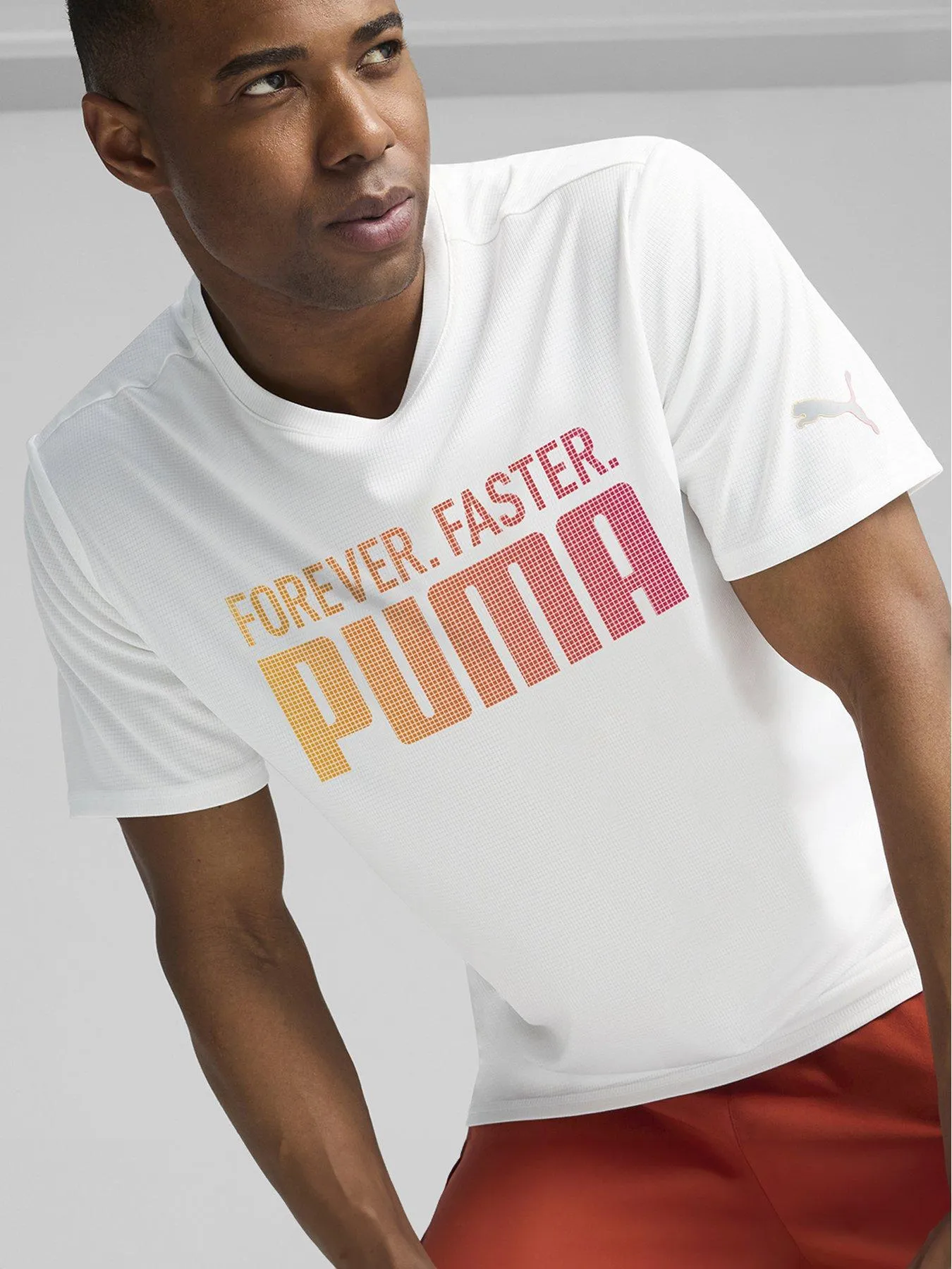 Puma Mens Running Favorties Forever Faster Tee - White