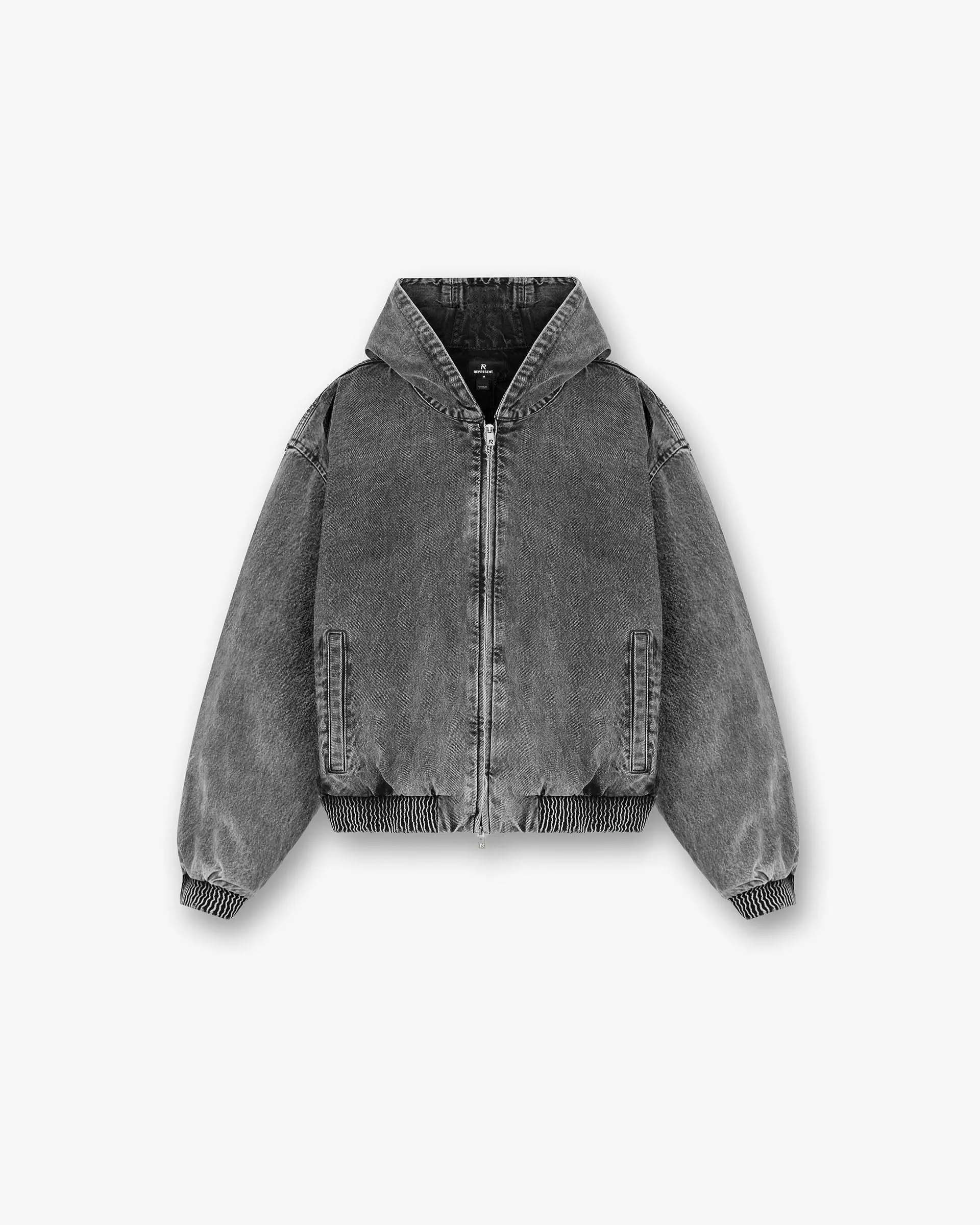 R5 Hooded Denim Bomber - Charcoal Grey