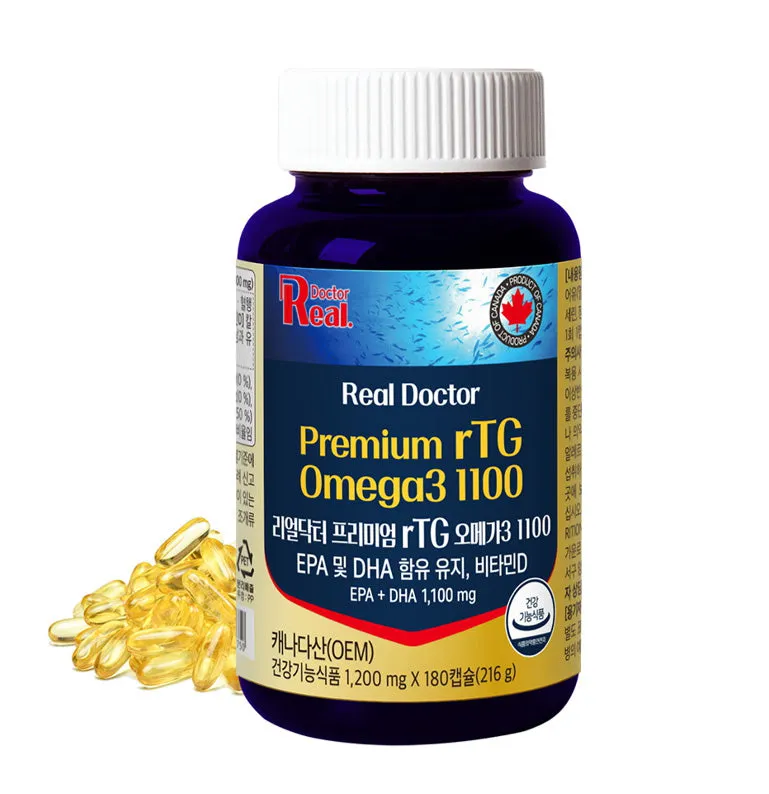 Real Doctor Premium rTG Omega3 1100 180 Capsules Health Supplements Vitamin D Blood Circulation Osteoporosis Gifts EPA DHA