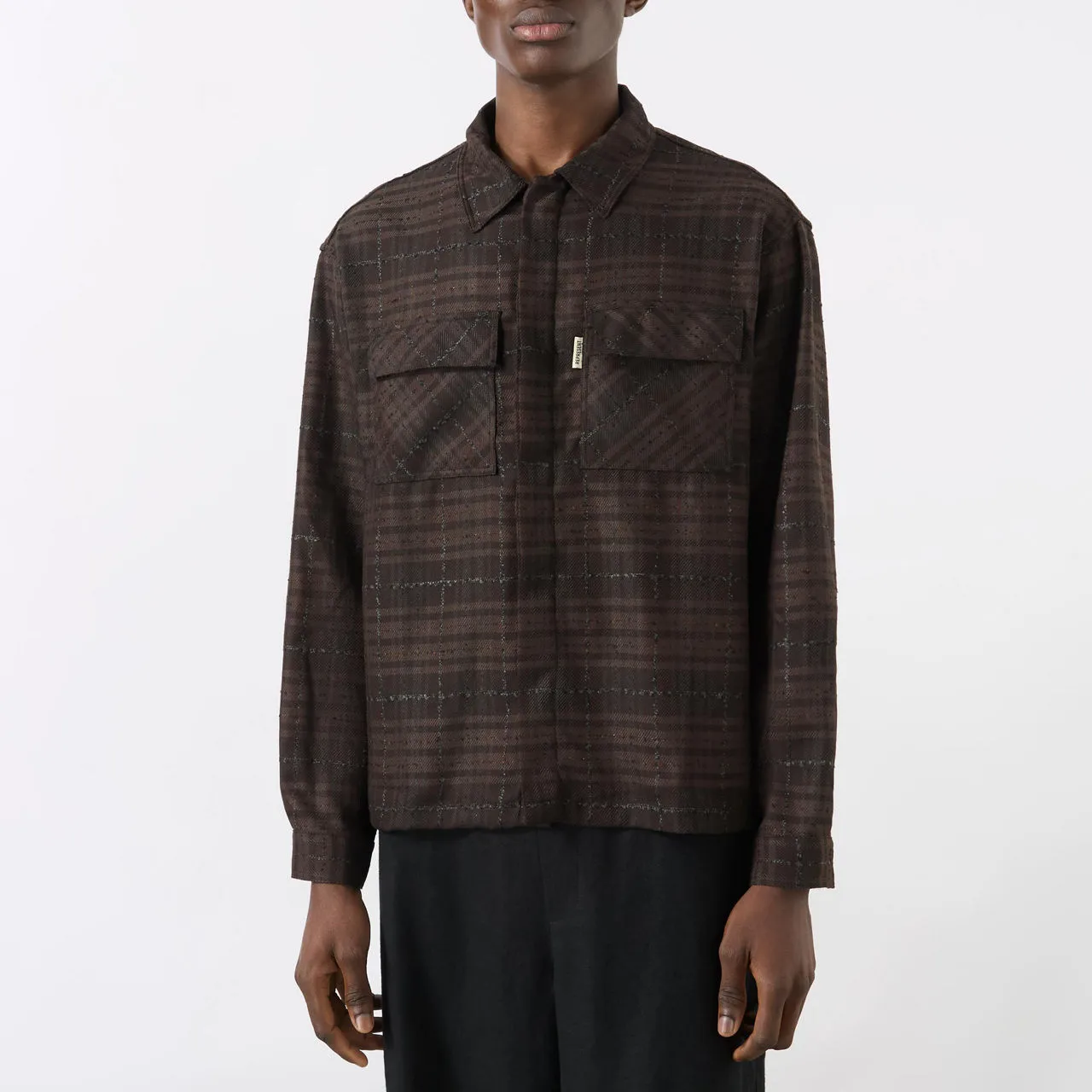 REPRESENT Logo Checked Flannel Shirt - Coffee