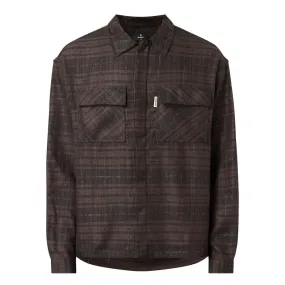 REPRESENT Logo Checked Flannel Shirt - Coffee