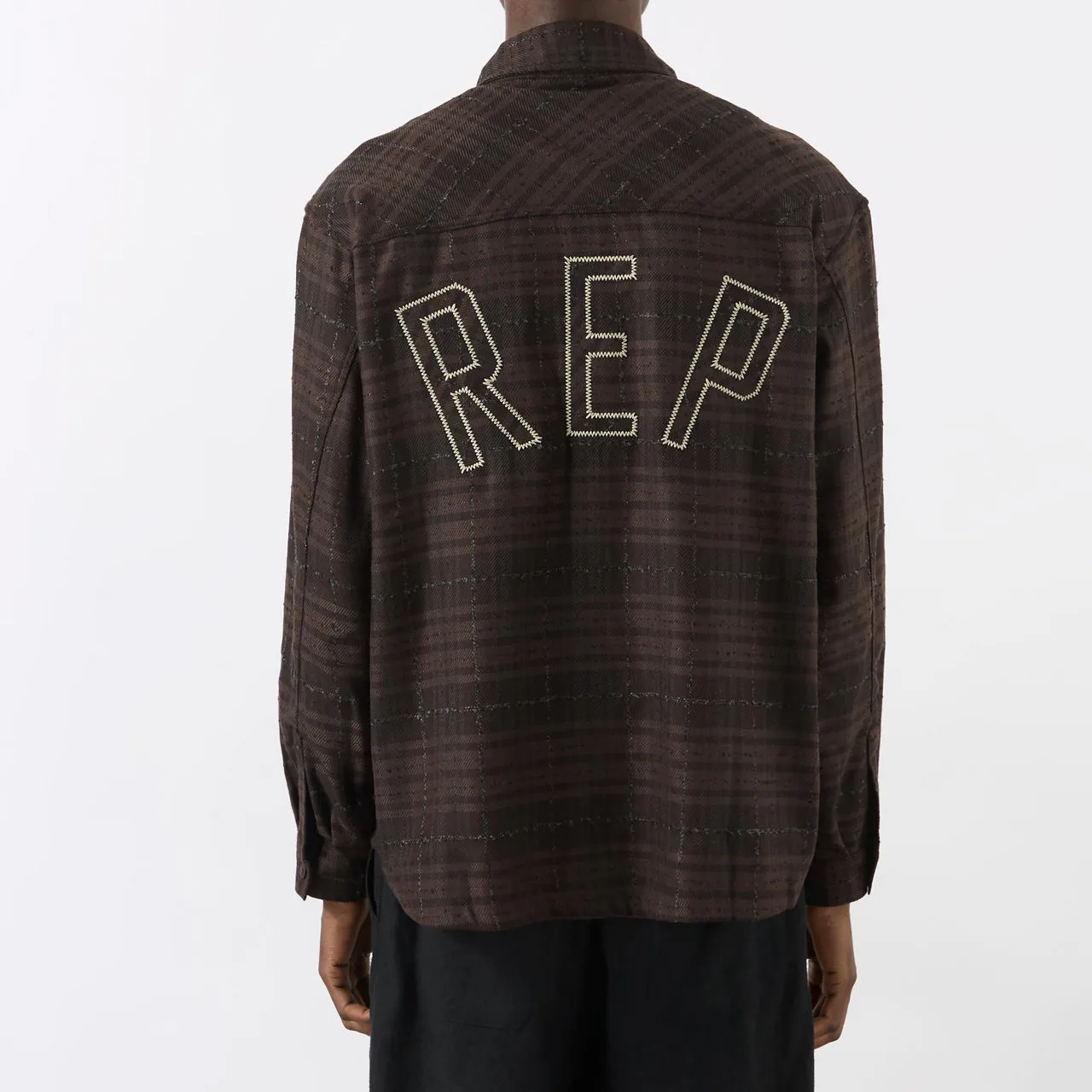 REPRESENT Logo Checked Flannel Shirt - Coffee