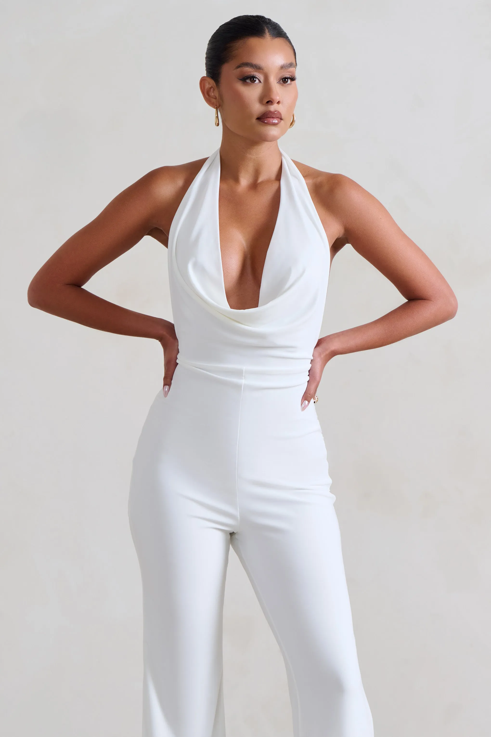 Rhyla | White Cowl Neck Jumpsuit